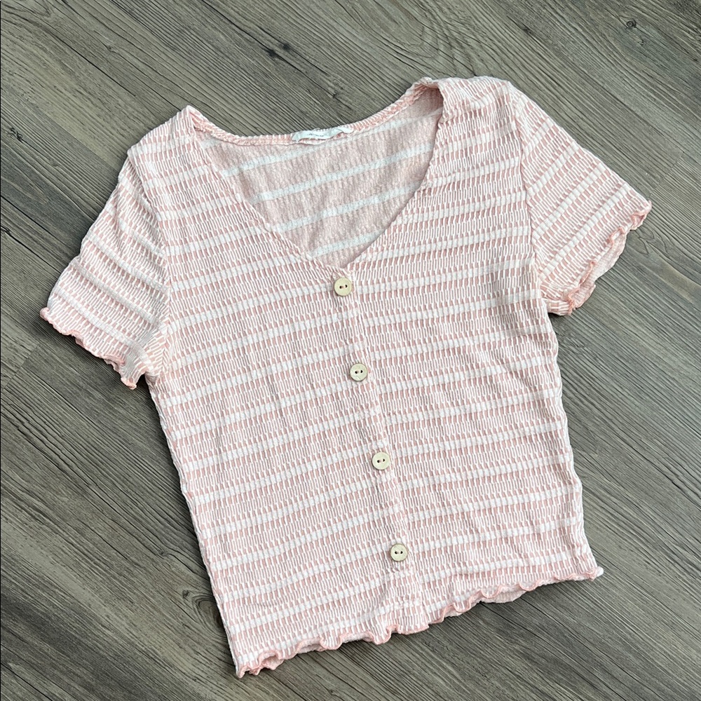 Caution To The Wind Pink Textured Top